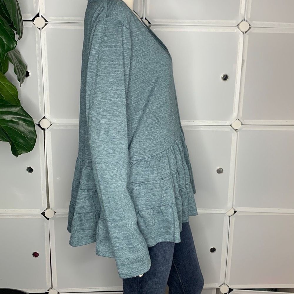 Anthropologie Deletta Teal Thea Tiered Ruffle Top Size Large - Picture 8 of 10